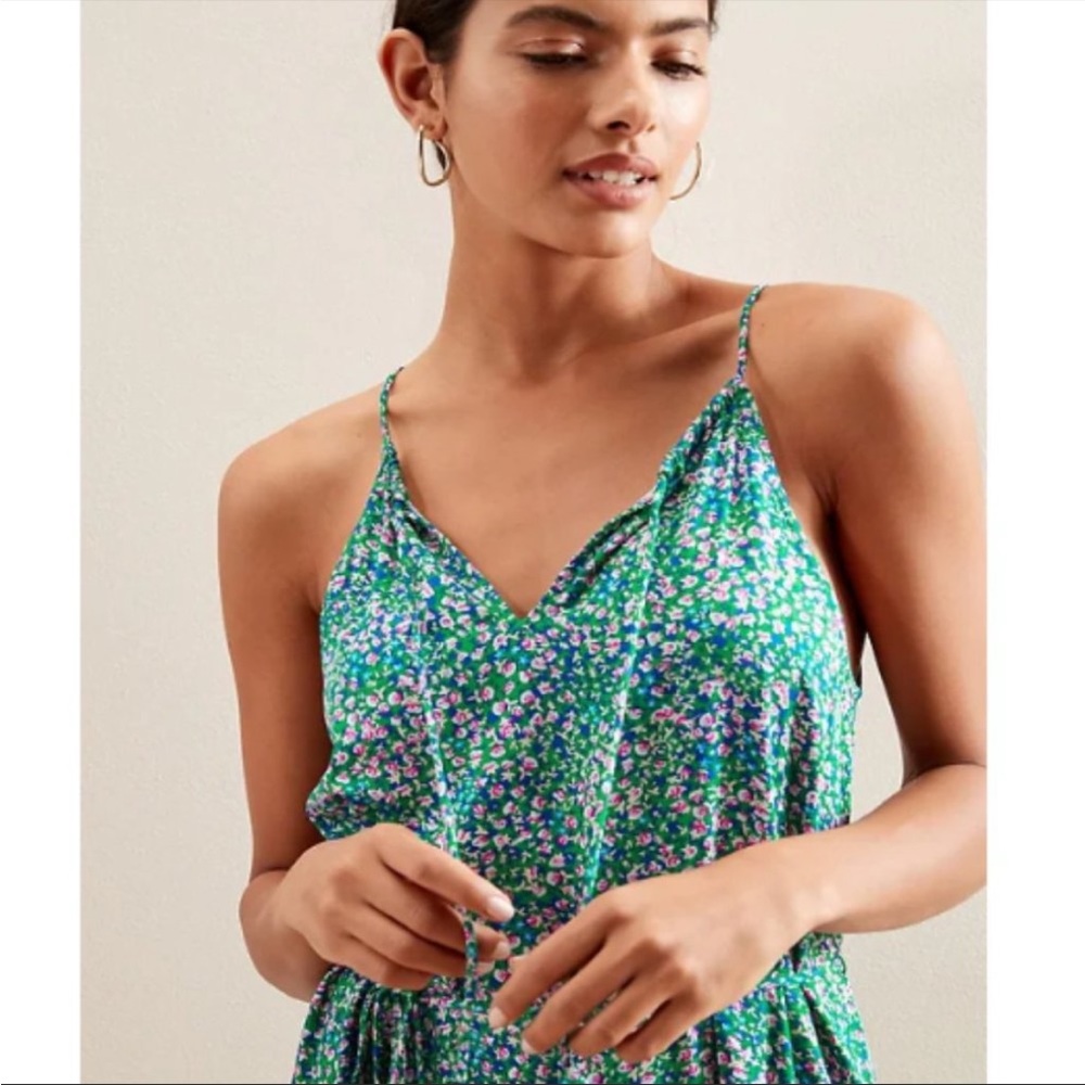 banana republic green floral maxi dress halter size.M new with tag